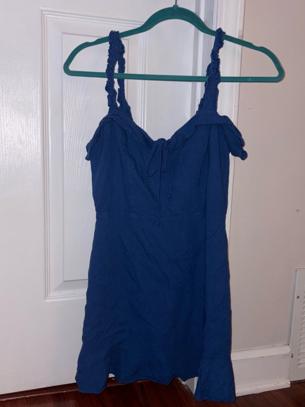 Blue Mini Sundress with Ruffle Straps